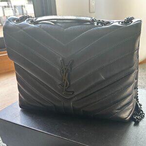 Saint Laurent Matelassé Leather Shoulder Bag (Black, Large) - Authentic